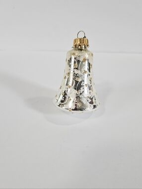 Vintage Krebs Mercury Hand Blown Ornate Glitter Glass Bell Christmas Ornament